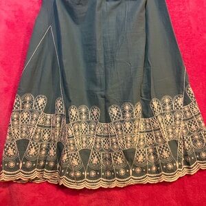 Max Studio Blue Skirt with Cream Detailing